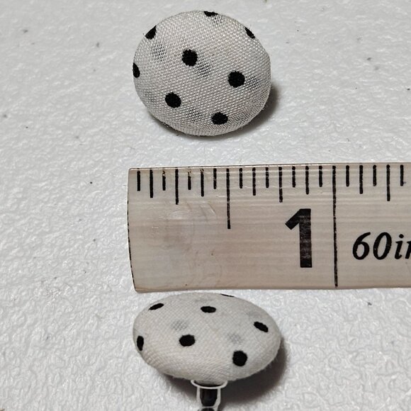 Vintage Polka Dot Fabric Covered Earrings Retro 50s 60s Fashion Jewelry Women - Picture 4 of 4